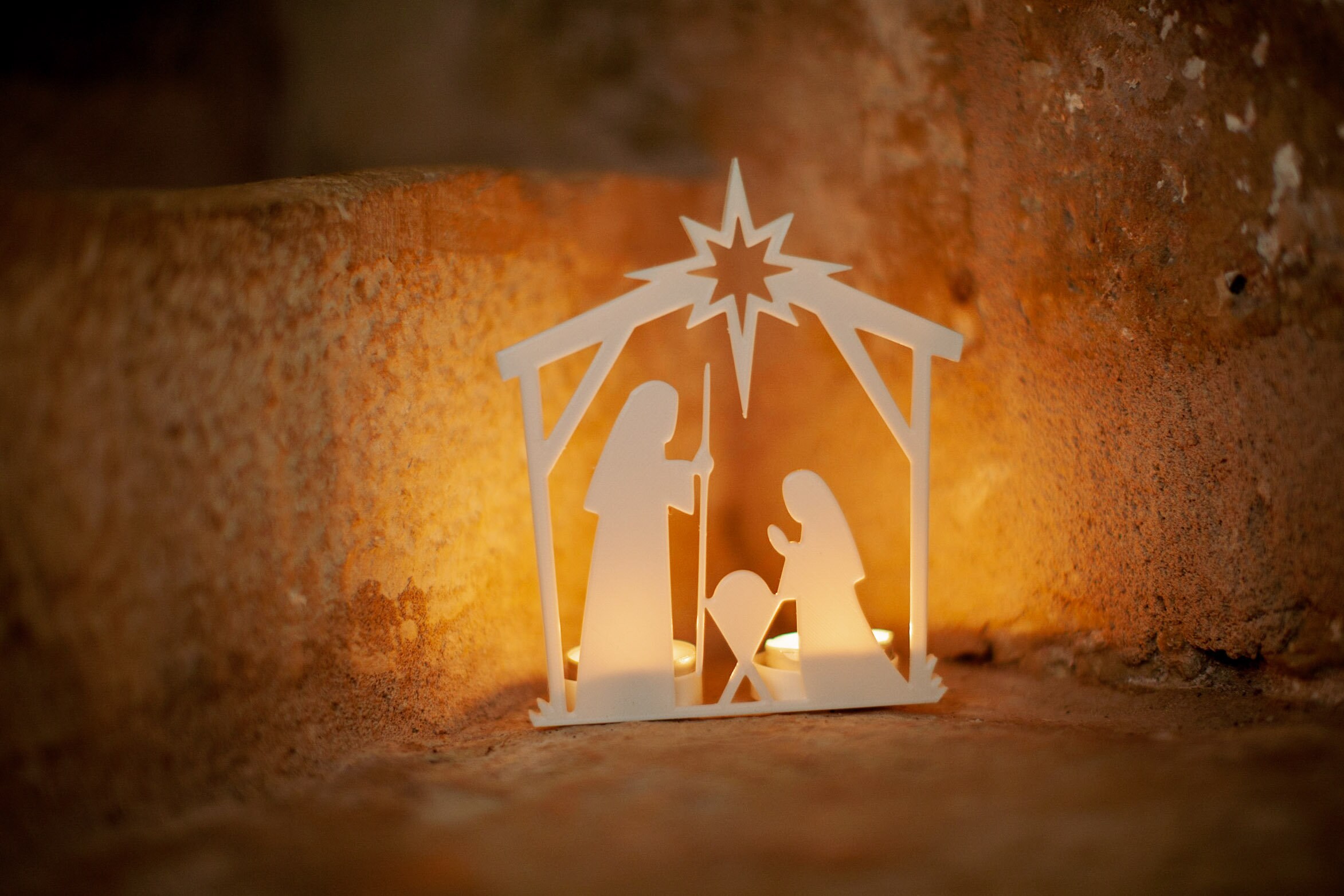 Crèche - Scène Nativité Lumineuse Pour Bougie