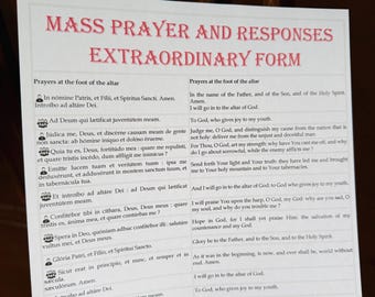 Oraciones y respuestas para la forma extraordinaria de la Misa – Latín / Inglés – PDF imprimible (14 páginas)