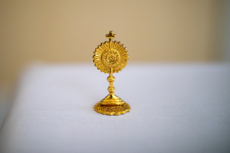 Jouet liturgique ancien, ANCIEN OSTENSOIR miniature de poupée ancienne