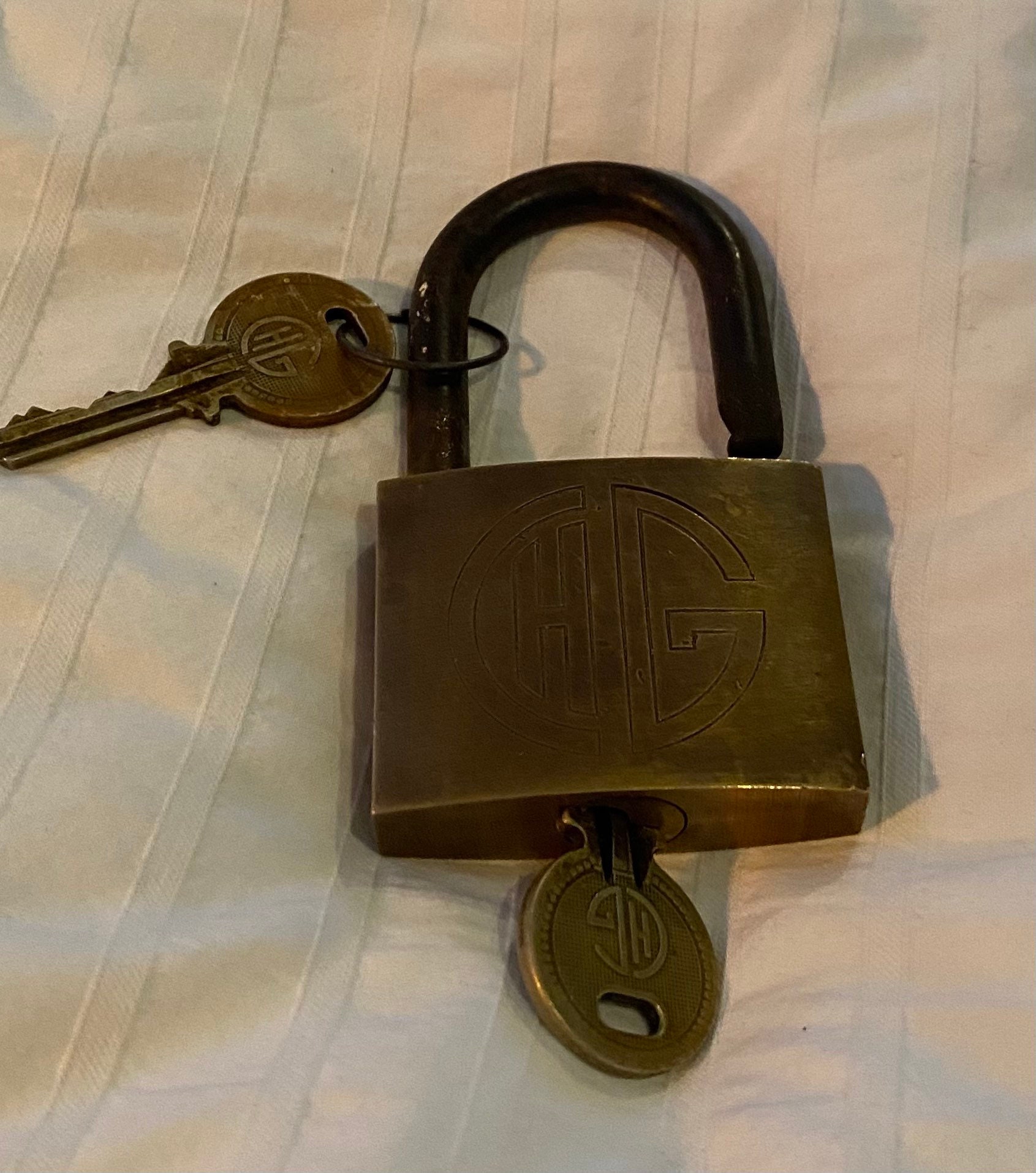 Vintage Brass Padlock CHG with keys Etsy