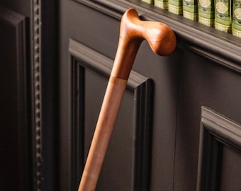 Gehstock aus Holz, Gehstock für Männer oder Frauen, Gehstock mit Sattelgriff, klassischer handgeschnitzter Gehstock, leichter Stützstock