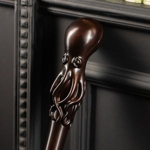 Wooden Walking Cane with Octopus Handle, Hand Carved Walking Cane for Man, Knob Handle Cane for Man, Cool Walking stick, Masonic Cane