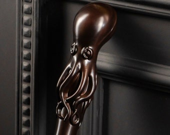 Wooden Walking Cane with Octopus Handle, Hand Carved Walking Cane for Man, Knob Handle Cane for Man, Wooden walking stick, Walking Staff