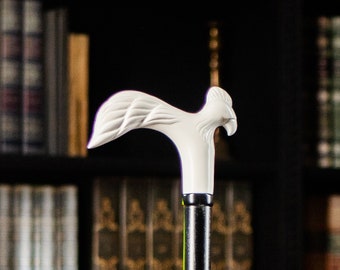 Carved White Rooster Handle Walking Cane for Women, Elegant Victorian Style Walking Stich for Dad, Wooden Walking Stick