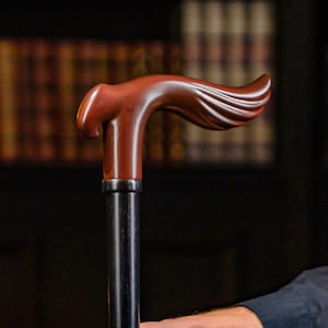 Ladies Walking Cane Hand Carved with Comfortable Handle, Womens Elegant Wooden Cane, Fancy Cane, Handcarved Cane, Pretty Cane, Sturdy Stick