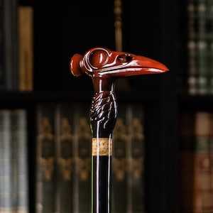 Wood Cane for Tall Man | Fantasy Walking Cane | Handcrafted Wooden Cane | Artisan Walking Stick | Lightweight Raven Cane | 41 inch Cane