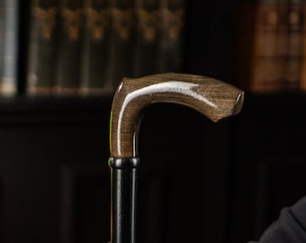 Wooden Walking Cane with Ergonomic Handle, Classy and Stylish Walking Stick for Men, Gentlemen's Cane, Disabled Cane, Hand Carved Maple Cane