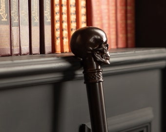 Skull Walking Cane, Hand Carved Wooden Stick, Gothic Cane Carved Skull Handle Stick, Stylish Walking Canes for Men as an Anniversary Gift