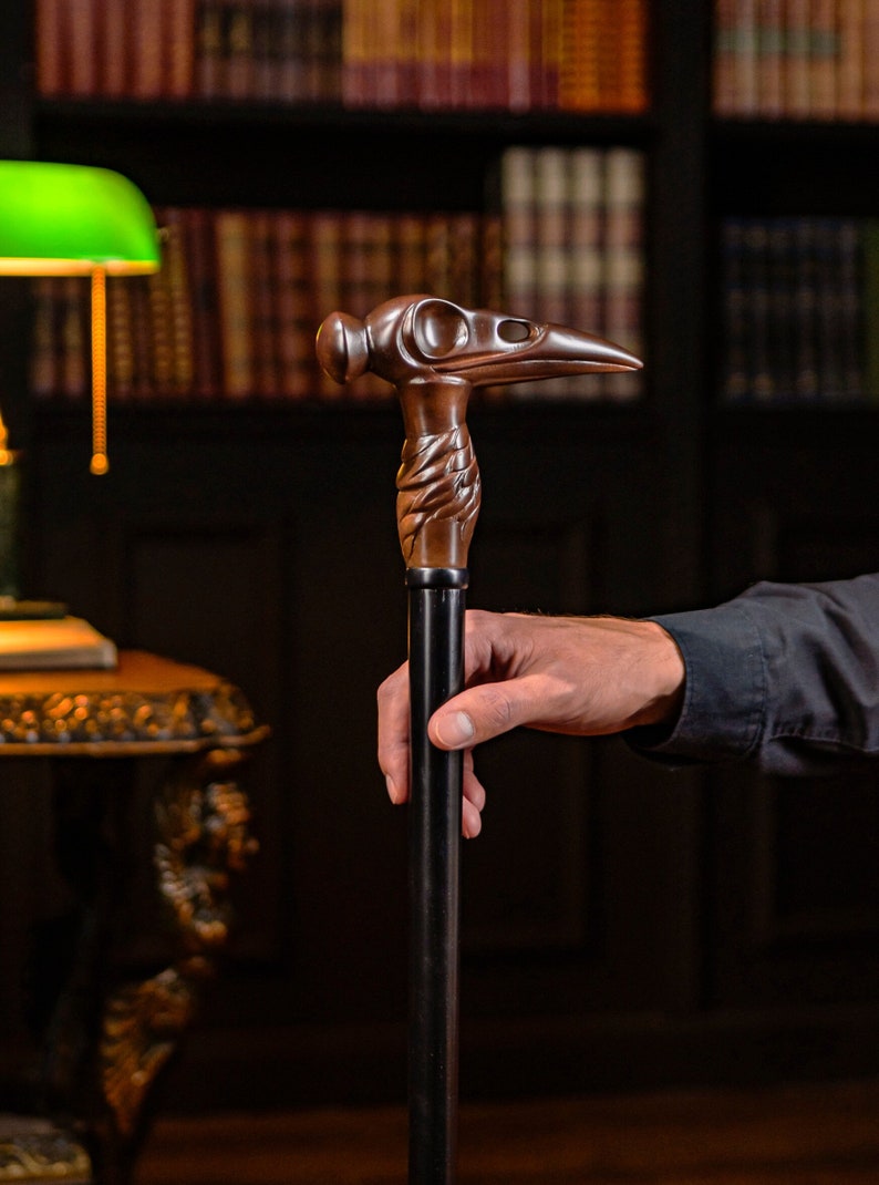 Walking Cane for Men Raven, Crow Handle Cane Walnut, Cane for Men