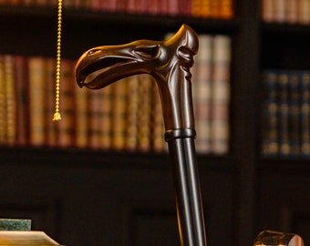 Soporte Wizard Stuff, Bastón de tamaño personalizado, Bastón con calavera de águila, Bastón gótico, Bastón de madera tallado a mano