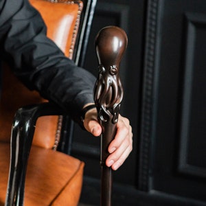 Bastón de madera con mango de pulpo, tallado a mano, con pomo, regalo de lujo, bastón masónico.