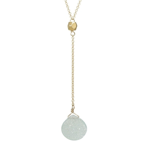 14K Gold filled Druzy Lariat by bara boheme