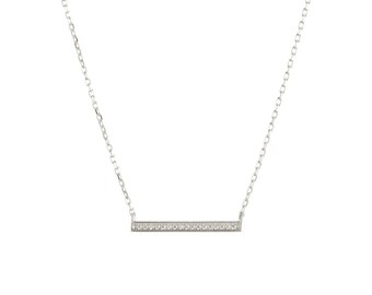 Sterling Silver Small Bar CZ Necklace by bara boheme