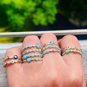 バラボエムのスターリングシルバー製イーブルアイリングに18Kゴールドメッキ