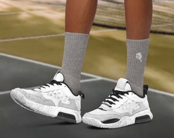 Quality Pickleball Embroidered long Socks for Pickleball enthusiast | Gift Gray Soft Athletic