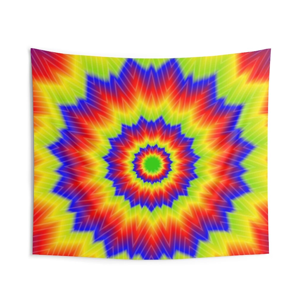 Trippy Tapestry Wall Hanging Art Print Kleurrijke Boho Indoor Etsy