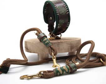 Leather collar | Monstera | Monstera collar | Dog leash | Paracord | Paracord collar | Collar | Dog collar | Dog set