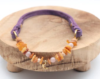 Halskette Bernstein | Hunde Halskette | Hundehalsband gegen Zecken | Zeckenkette | Naturstein Kette | Hundekette Leder Bernstein | Fettleder