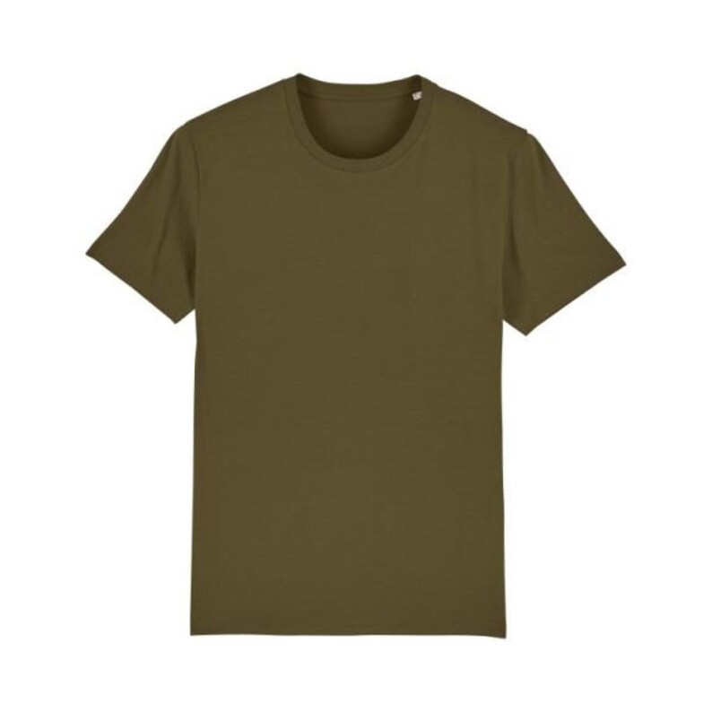 K&ouml;nnte beinhalten: Ein schlichtes, olivgr&uuml;nes T-Shirt mit kurzen &Auml;rmeln.