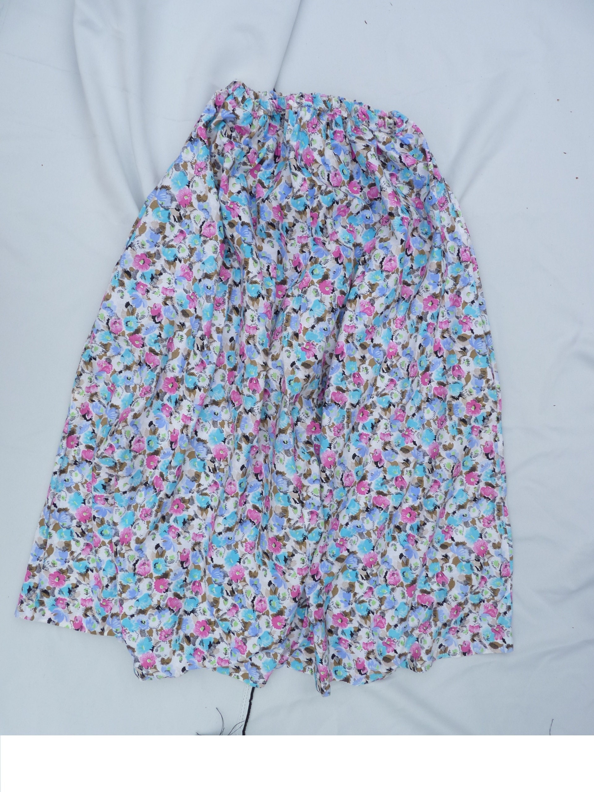 Long cotton skirt with flowers Etsy