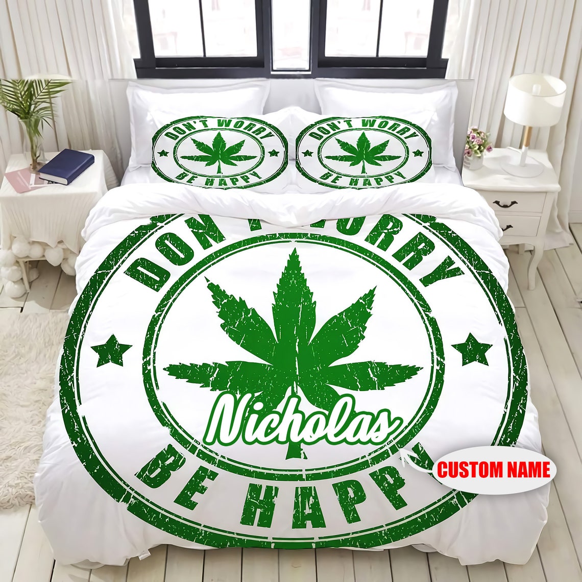 Cannabis Bedding Sets Weed Bedding Set Cannabis Custom Etsy