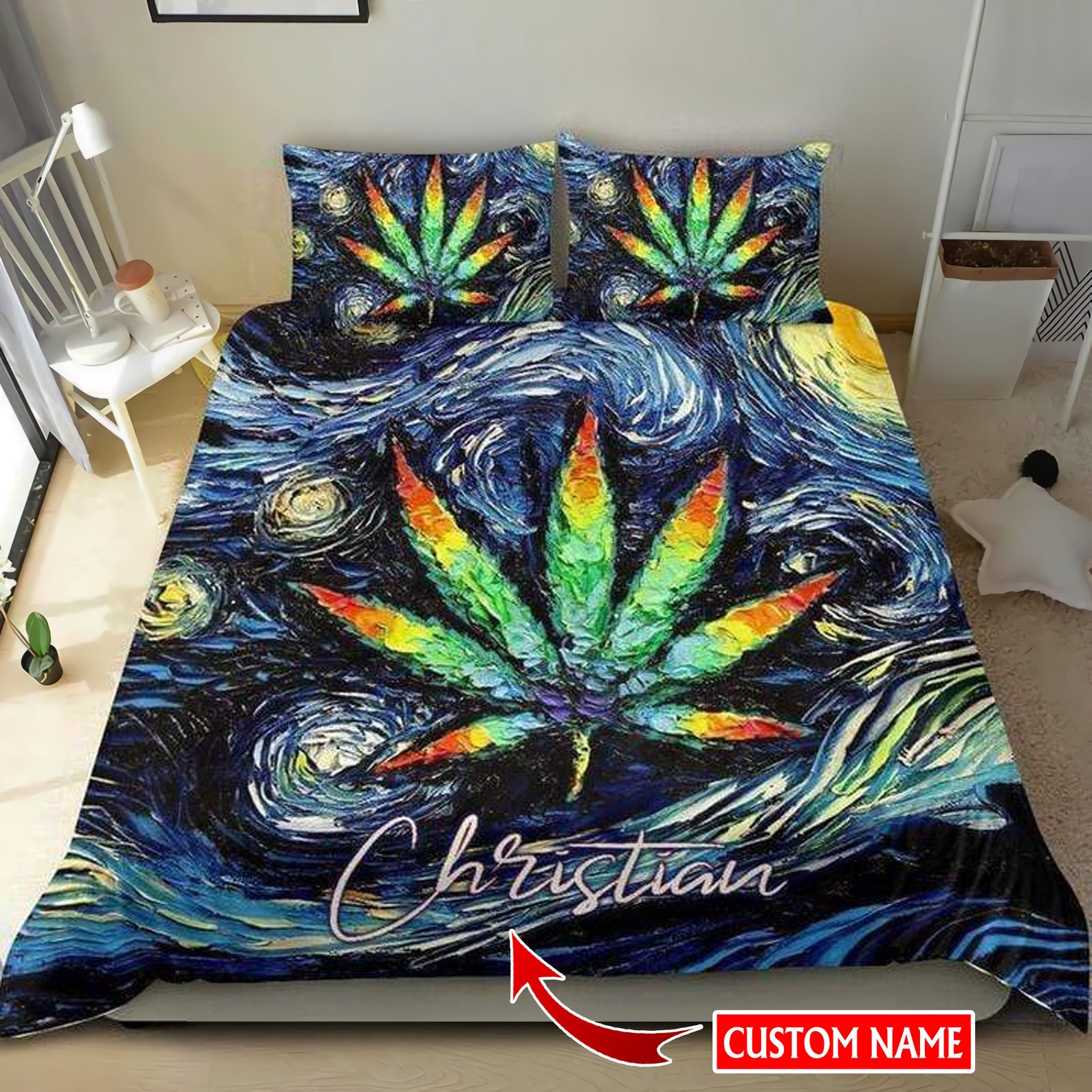 Cannabis Bedding Sets Weed Bedding Set Cannabis Custom | Etsy