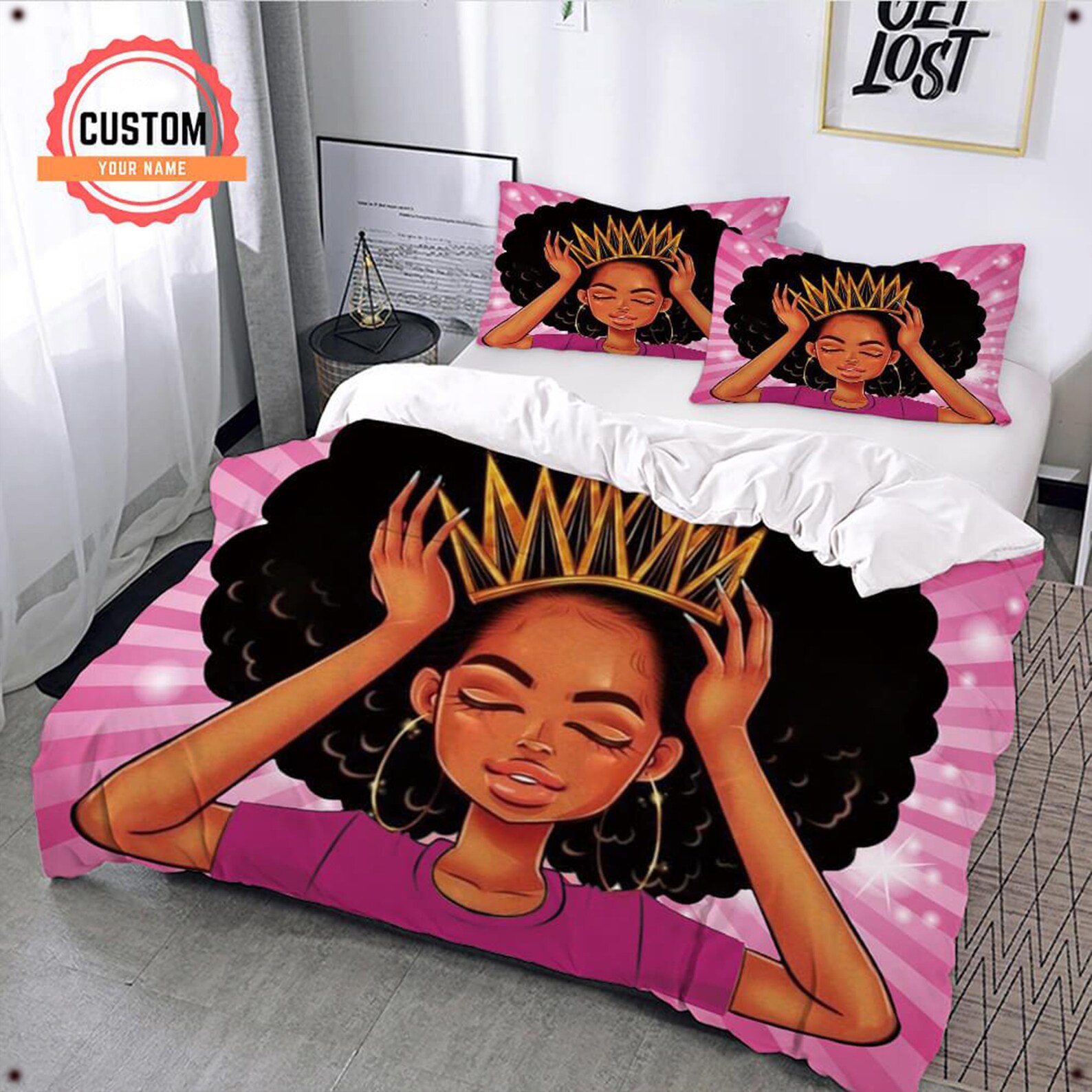 African American Black Girl Bedding Set Black Girl Bedding Etsy