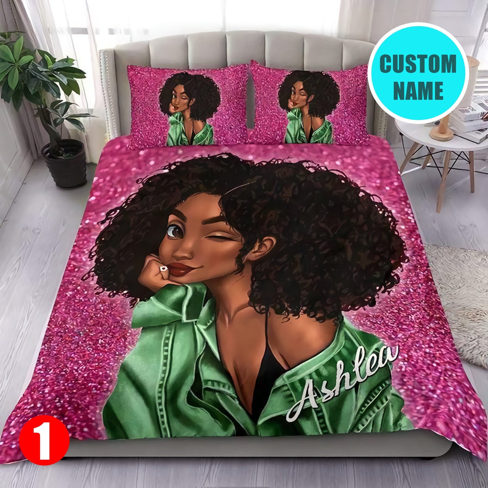 Custom Name Black Girl Bedding Set Personalized Black Girl | Etsy