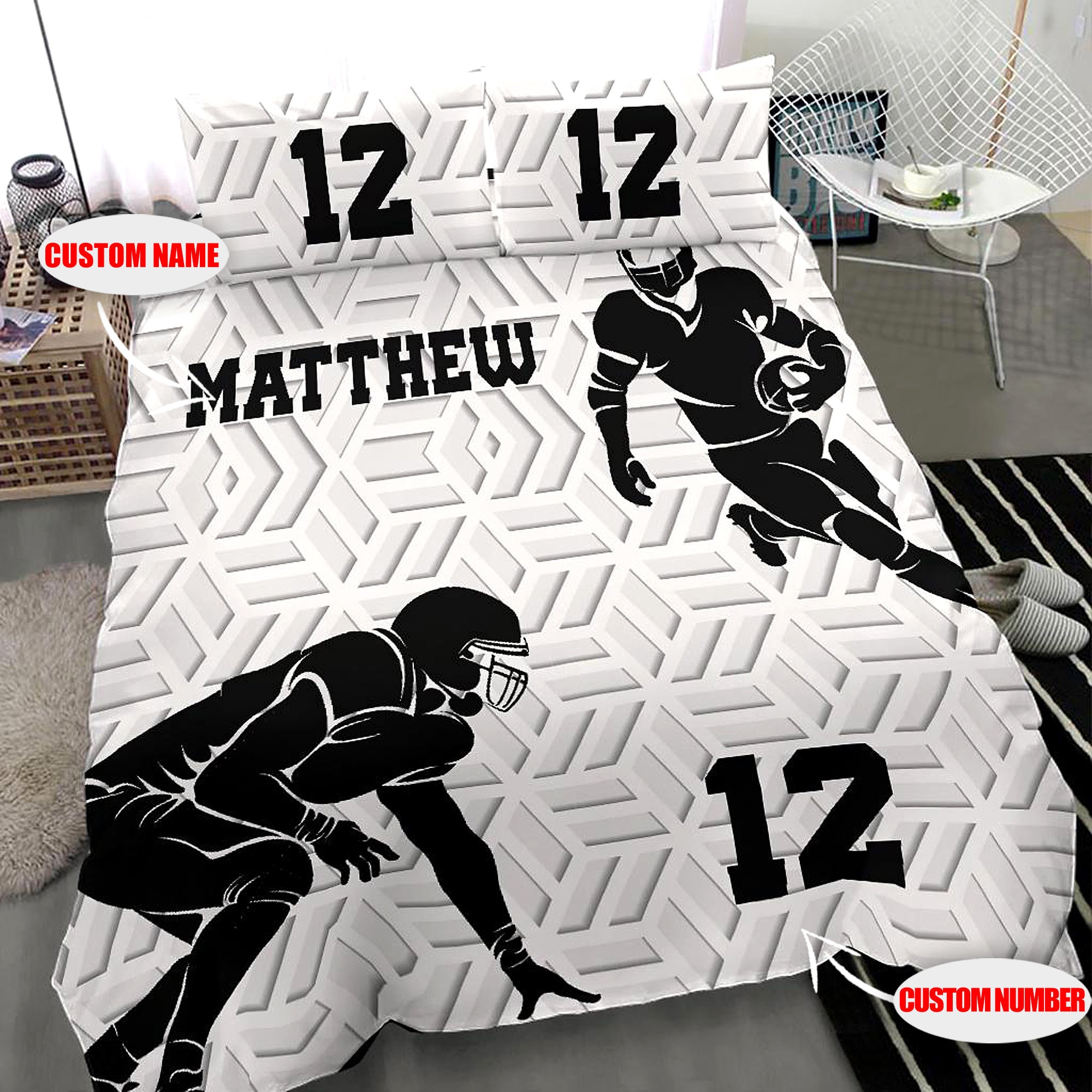 Personalized Football Bedding Sets Custom Name Football Etsy
