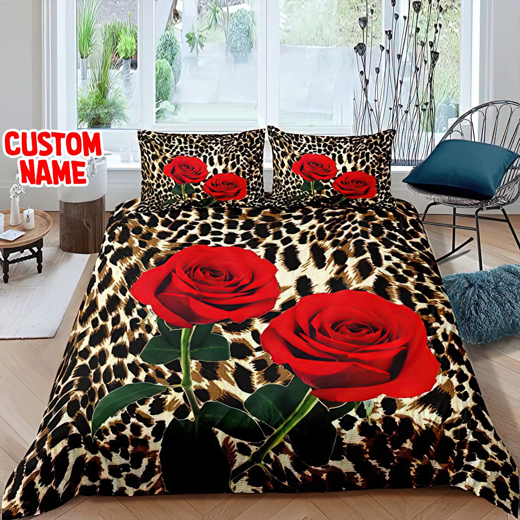 Personalized Rose Bedding Set Girl Bedding Set Flowers Etsy