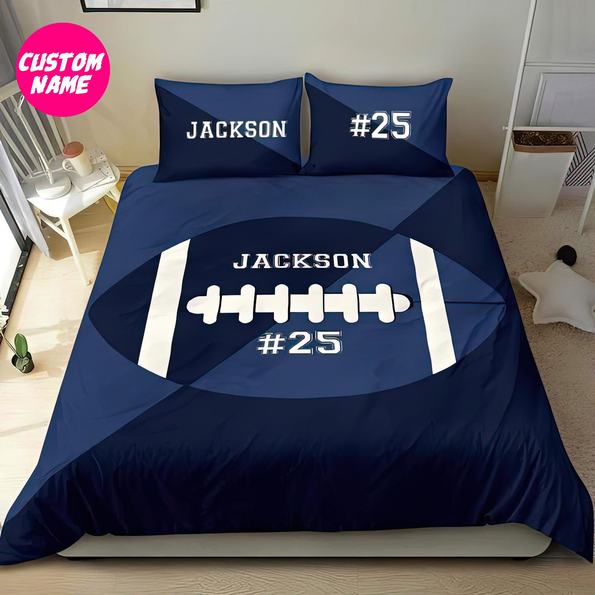 Personalized Football Bedding Sets Custom Name Football Etsy