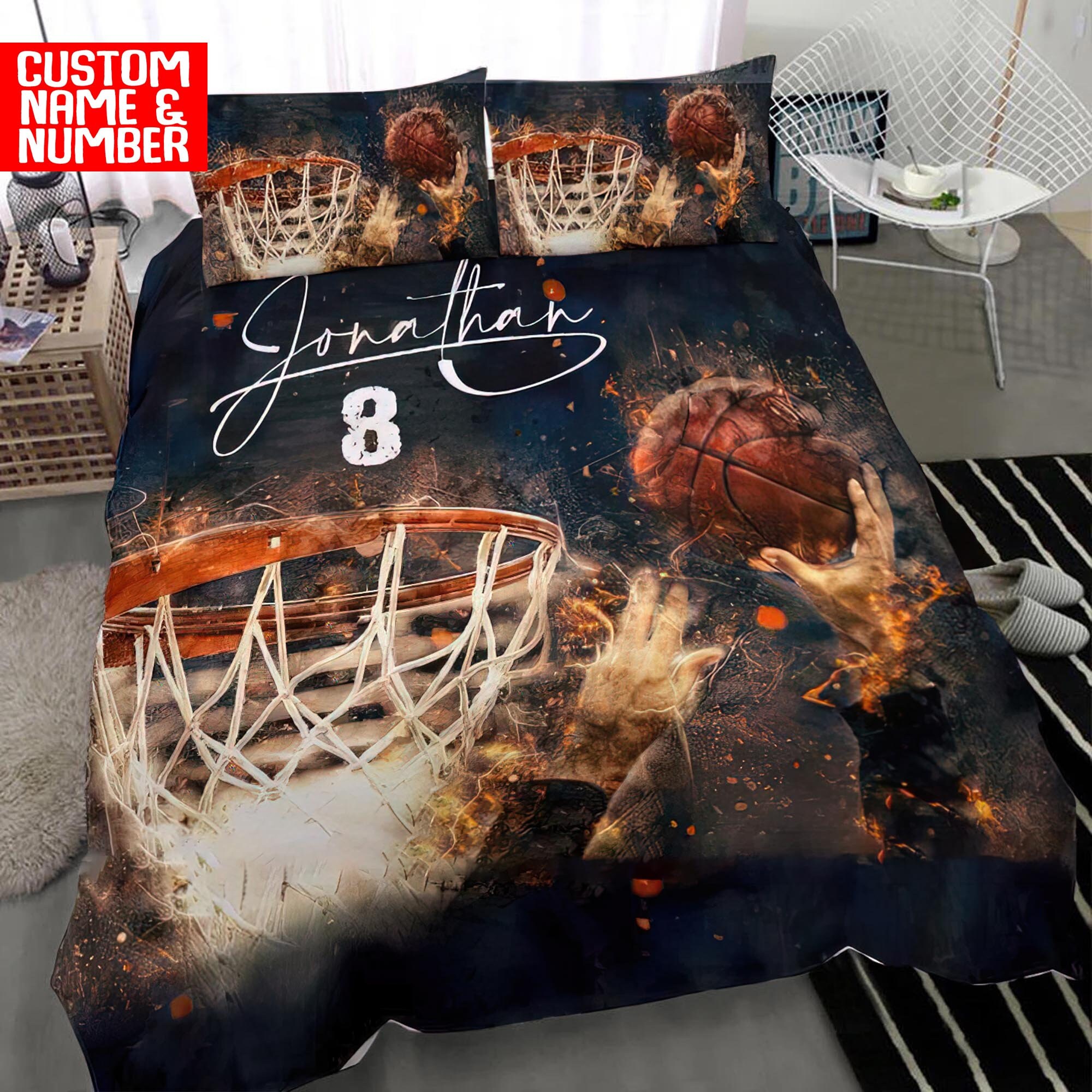 Personalized Basketball Bedding Sets Custom Name Basketball Etsy