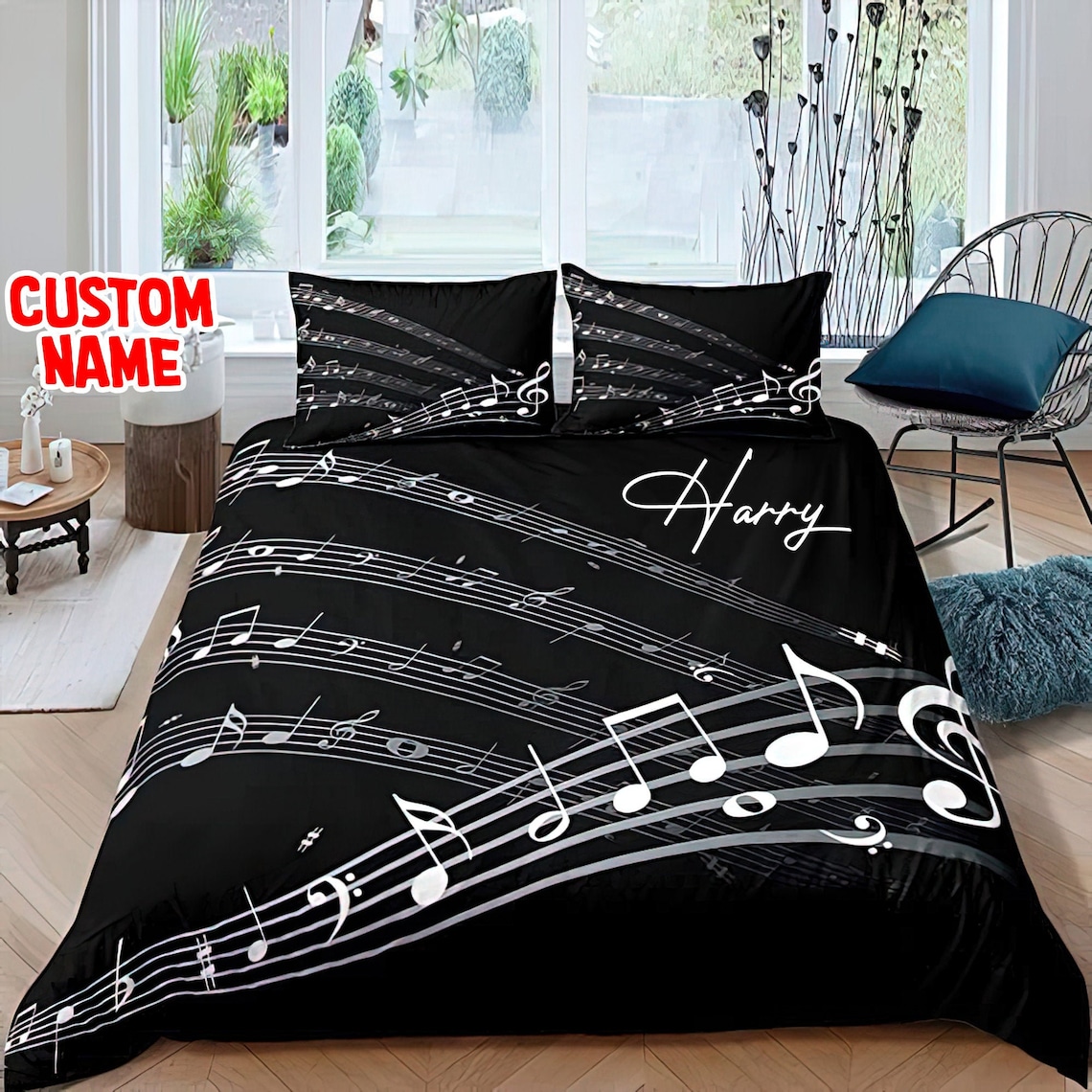 Custom Name Musical Bedding Sets Personalized Music Bedding Etsy