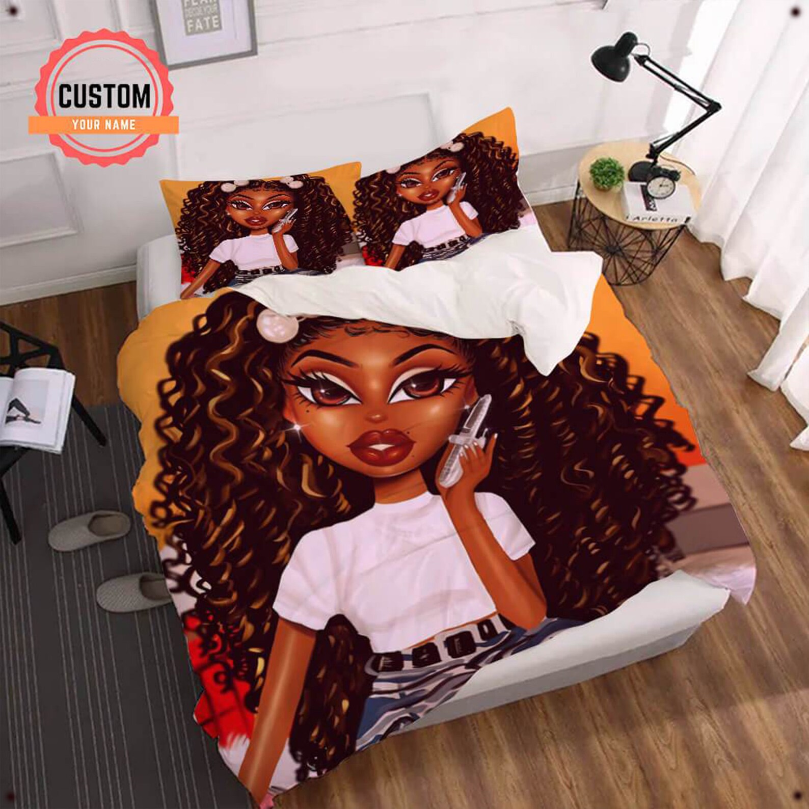 African American Black Girl Bedding Set Black Girl Bedding Etsy
