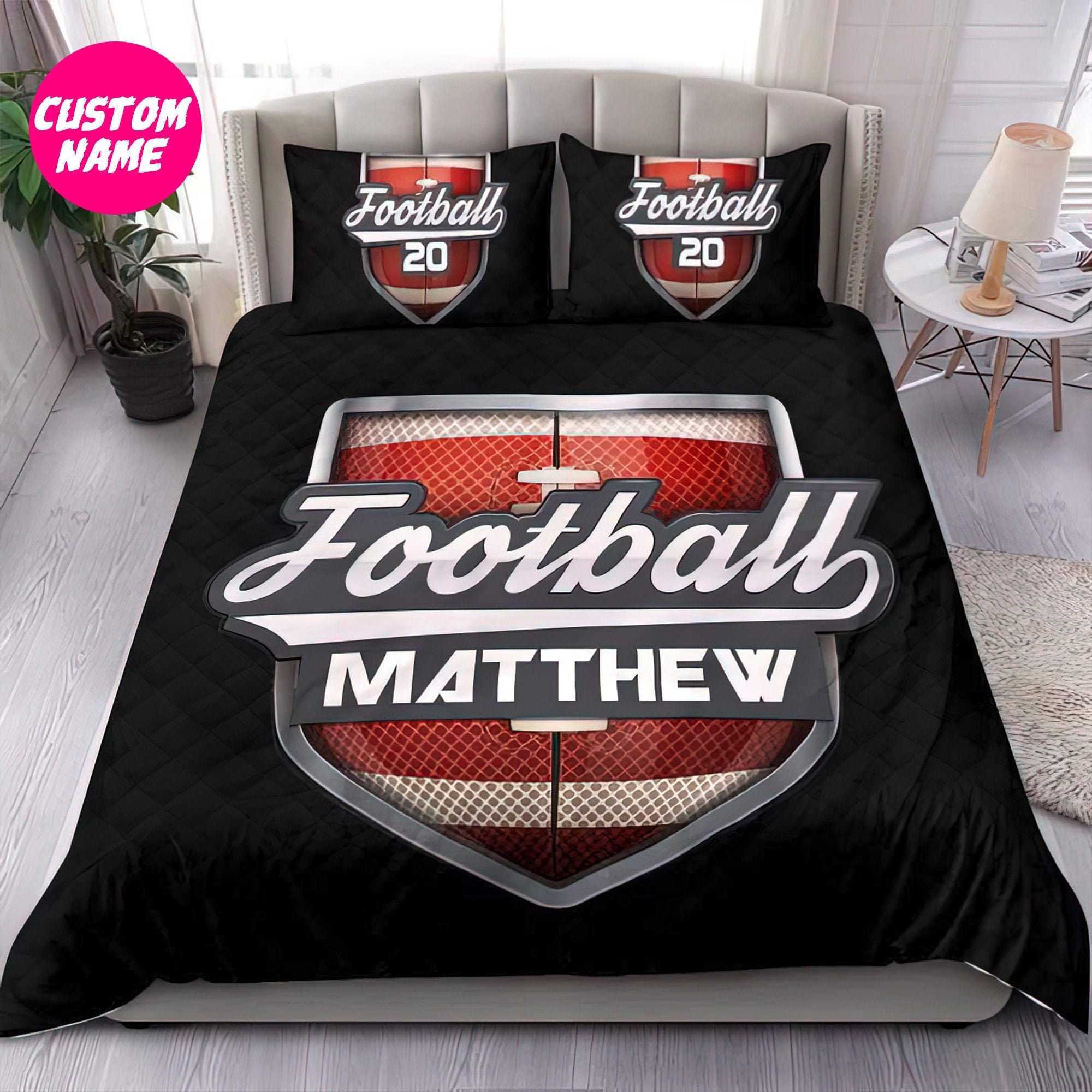 Personalized Football Bedding Sets Custom Name Football Etsy