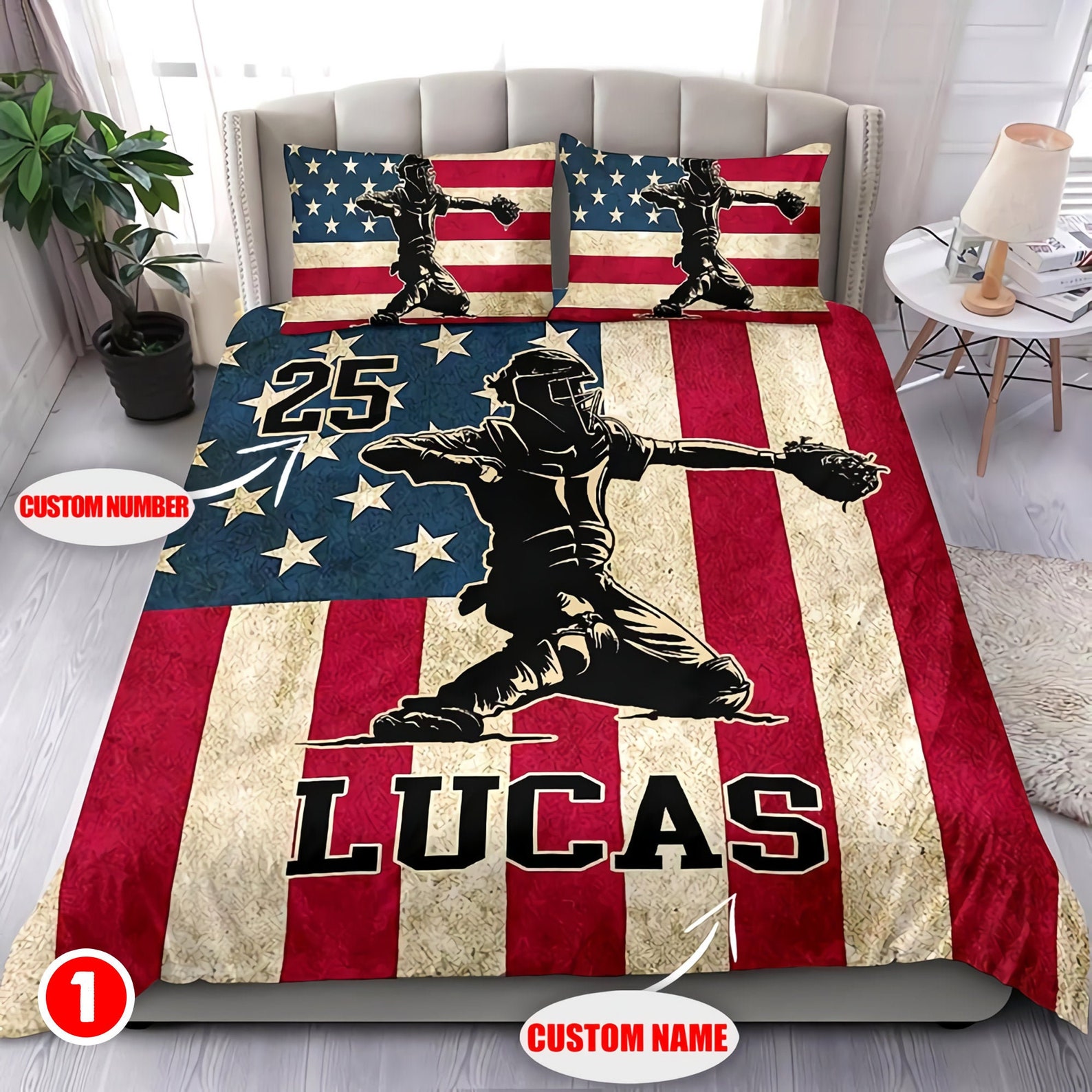 Personalized Baseball Bedding Sets Custom Name Baseball Etsy