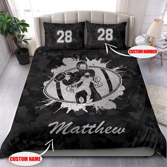 Personalized Football Bedding Sets Custom Name Football Etsy
