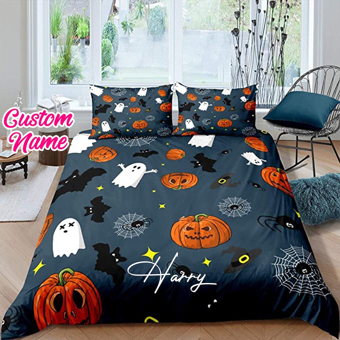 Personalized Halloween Bedding Set Halloween Pumpkin Ghost | Etsy