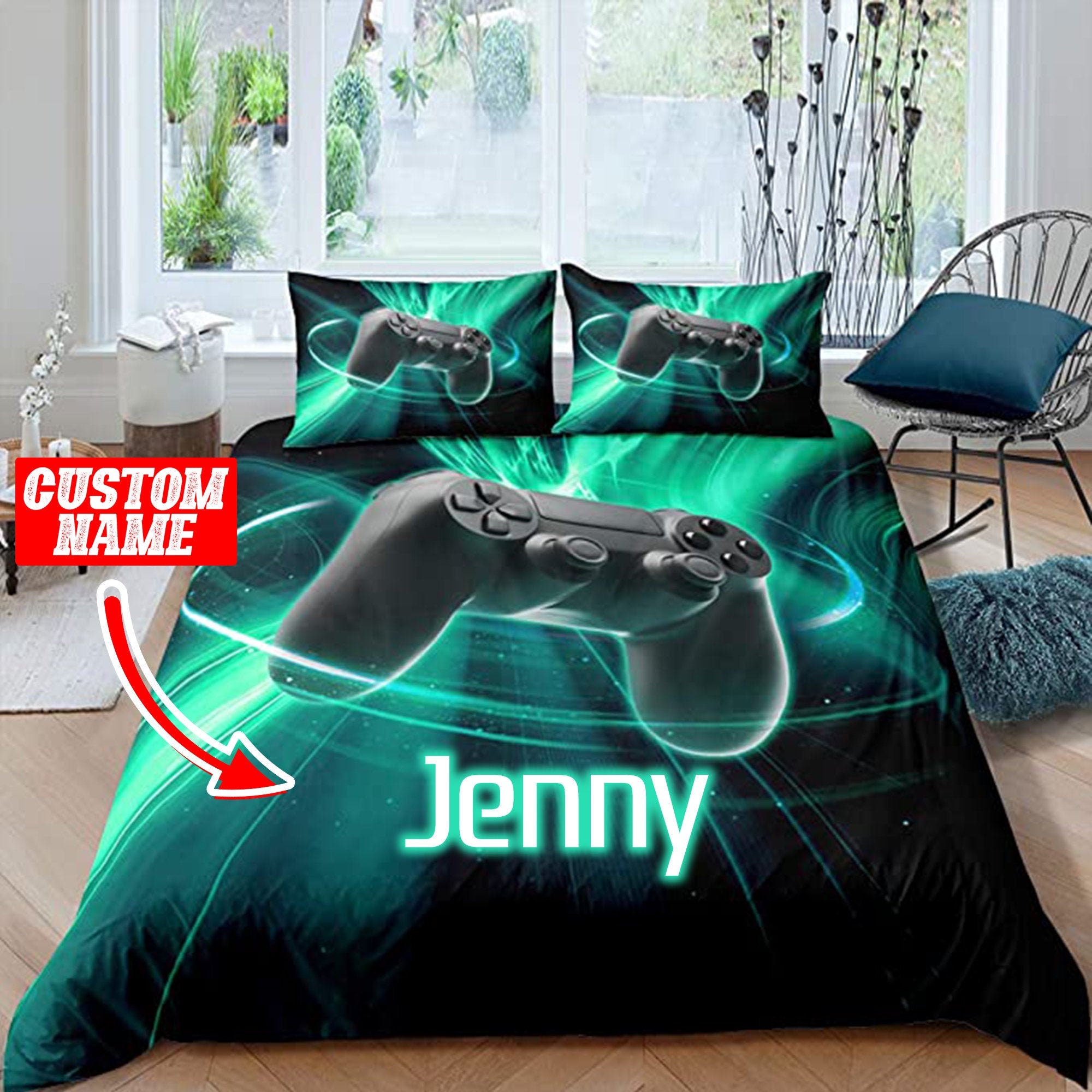 Personalized Game Bedding Set Gaming Bedding Set Gamepad Etsy