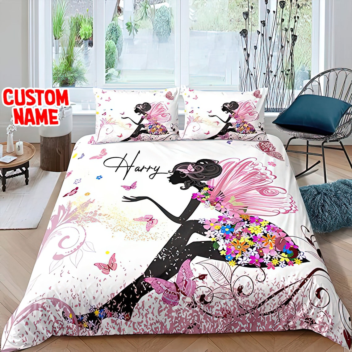 Butterfly Bedding Set Kids Girls Bedding Set Flower Custom Etsy