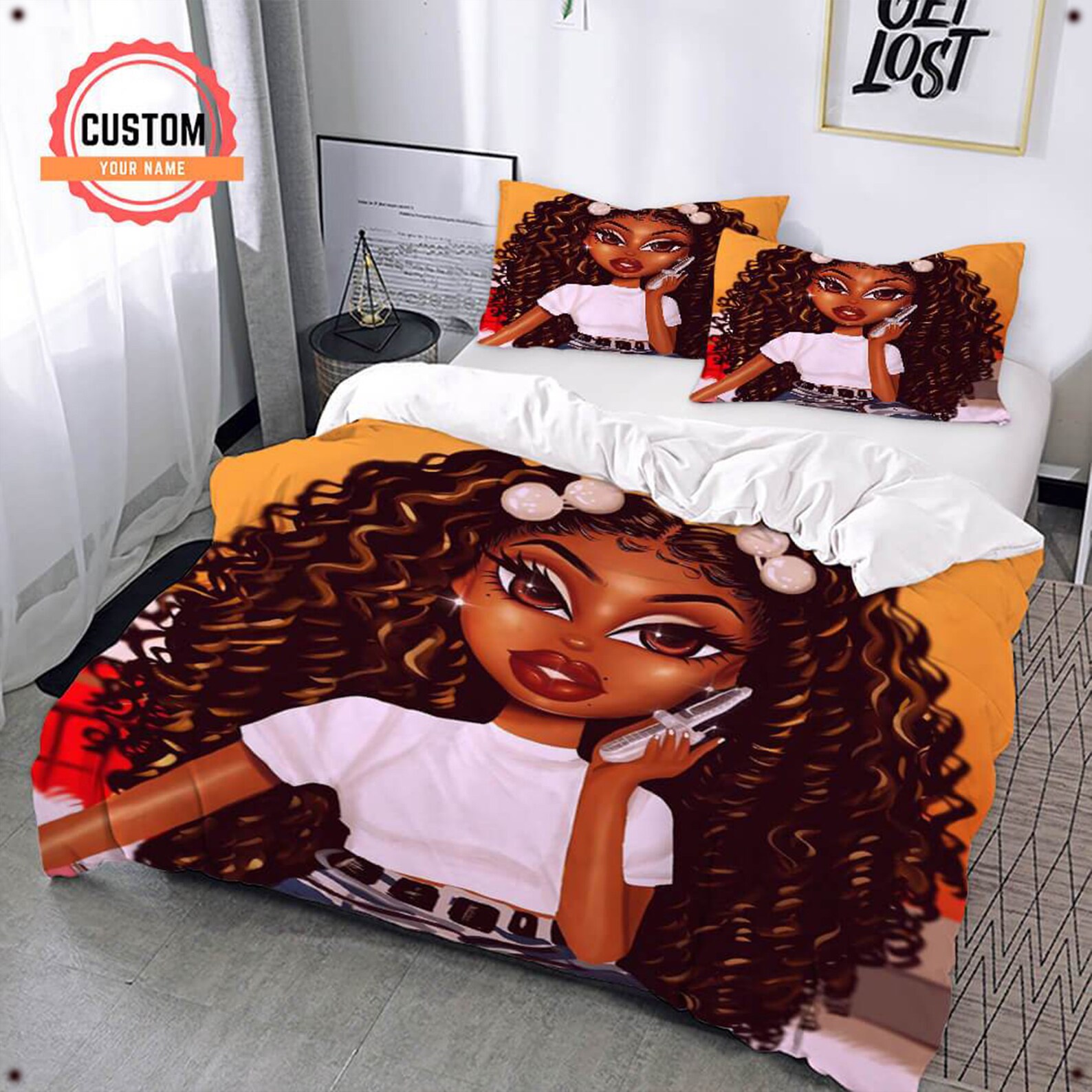 African American Black Girl Bedding Set Black Girl Bedding Etsy