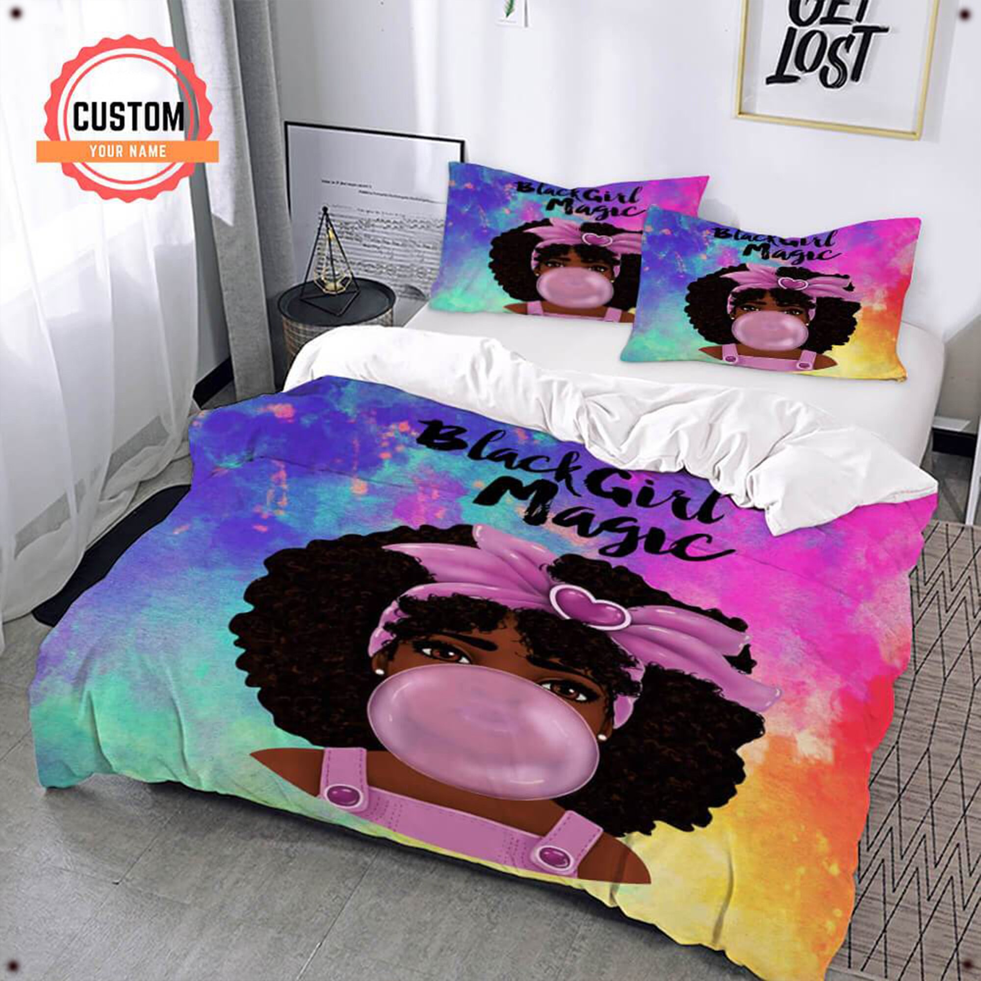 Custom Name Black Girl Bedding Set Personalized Black Girl Etsy
