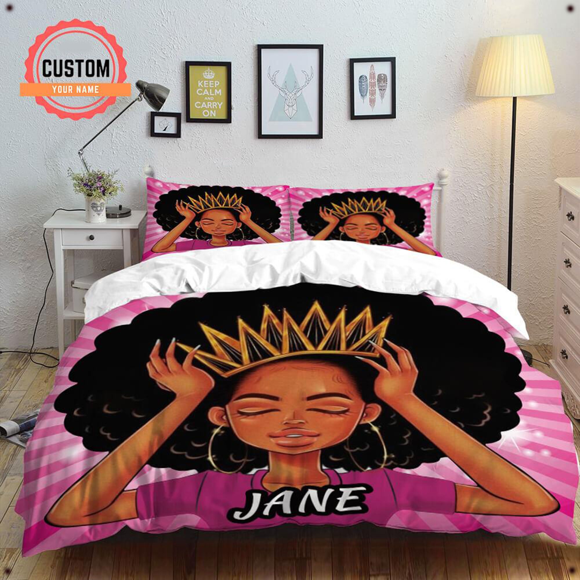 African American Black Girl Bedding Set Black Girl Bedding Etsy
