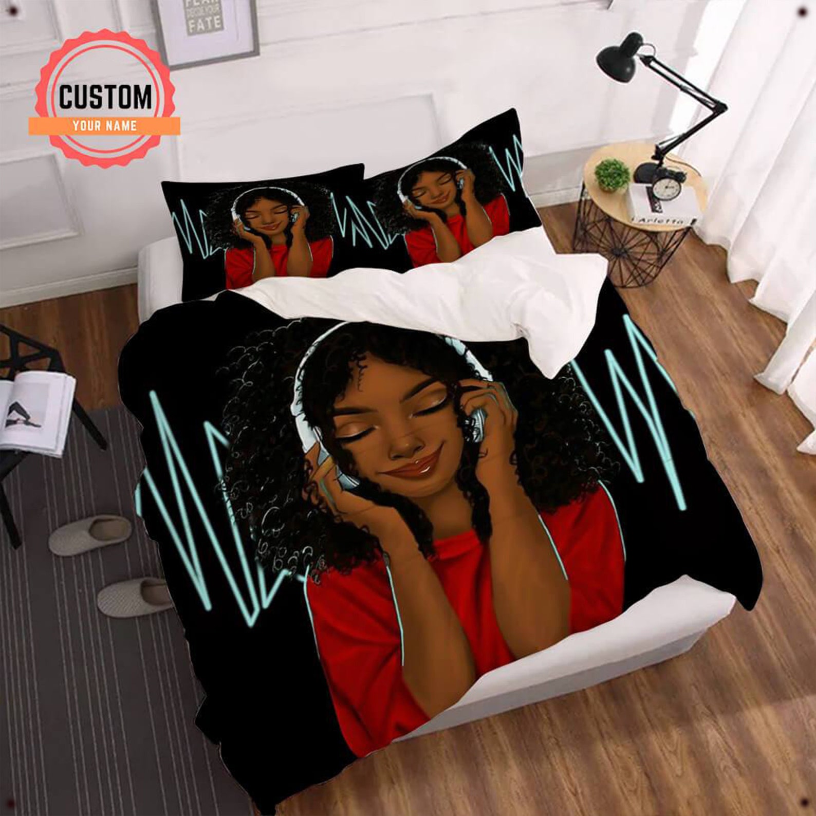 African American Black Girl Bedding Set Black Girl Bedding Etsy