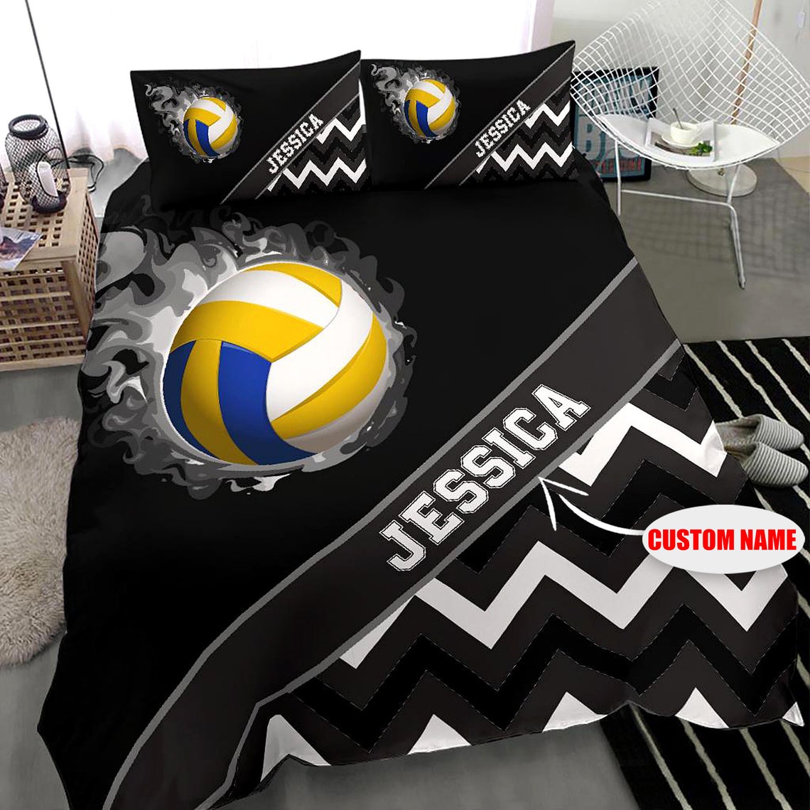 Personalized Volleyball Bedding Sets Custom Name Volleyball Etsy
