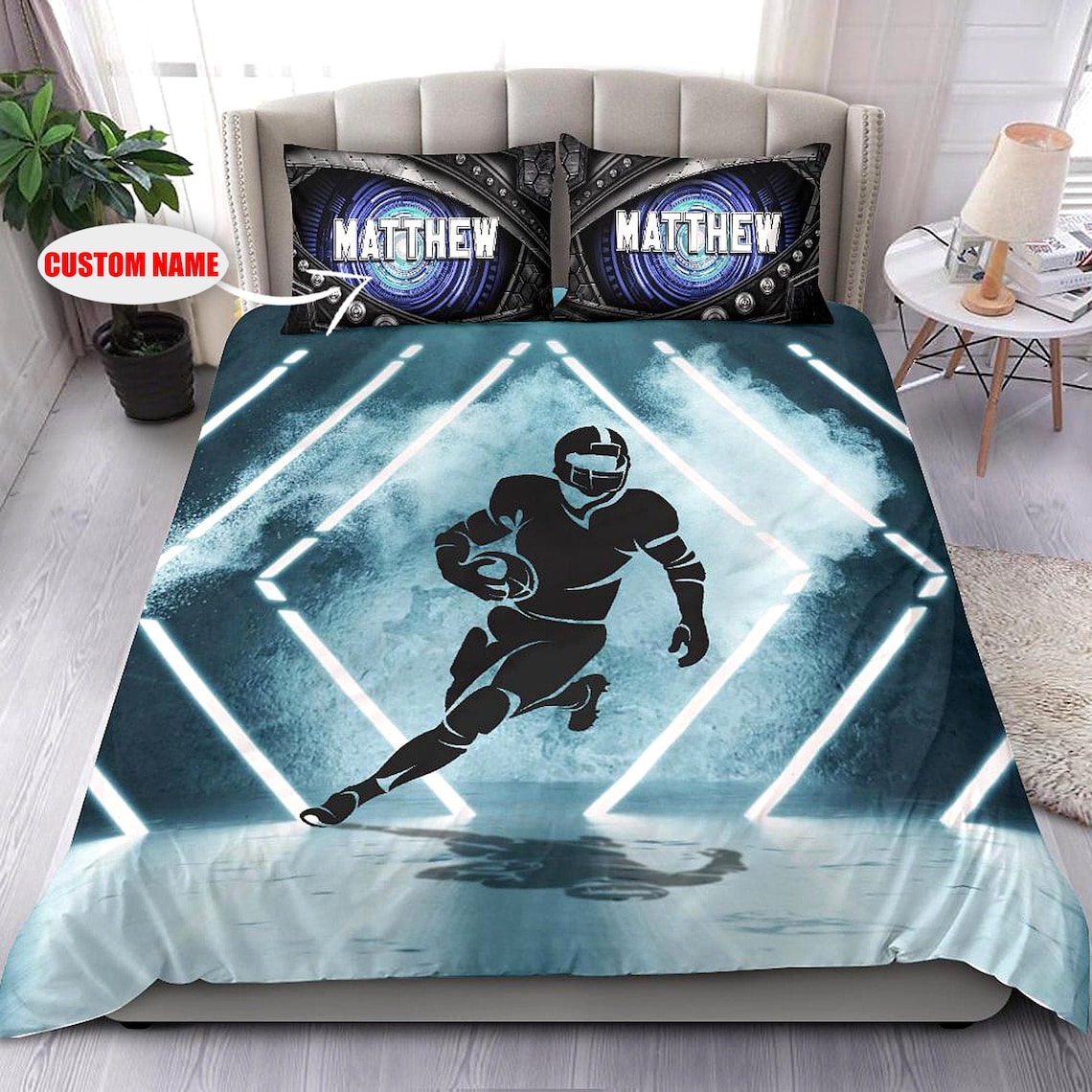 Personalized Football Bedding Sets Custom Name Football Etsy