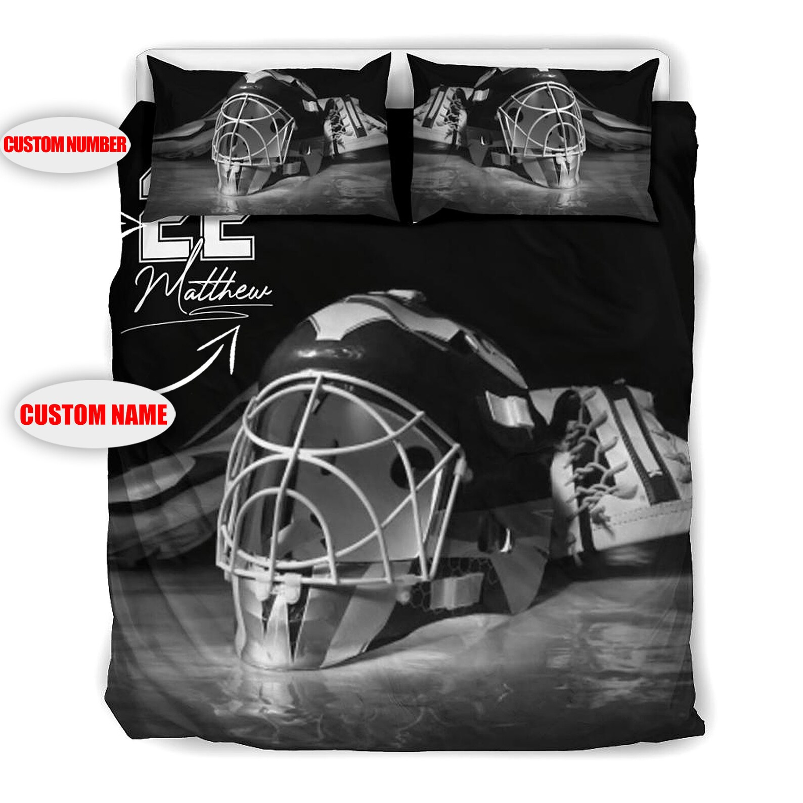 Custom Name And Number Hockey Bedding Sets Personalized Etsy