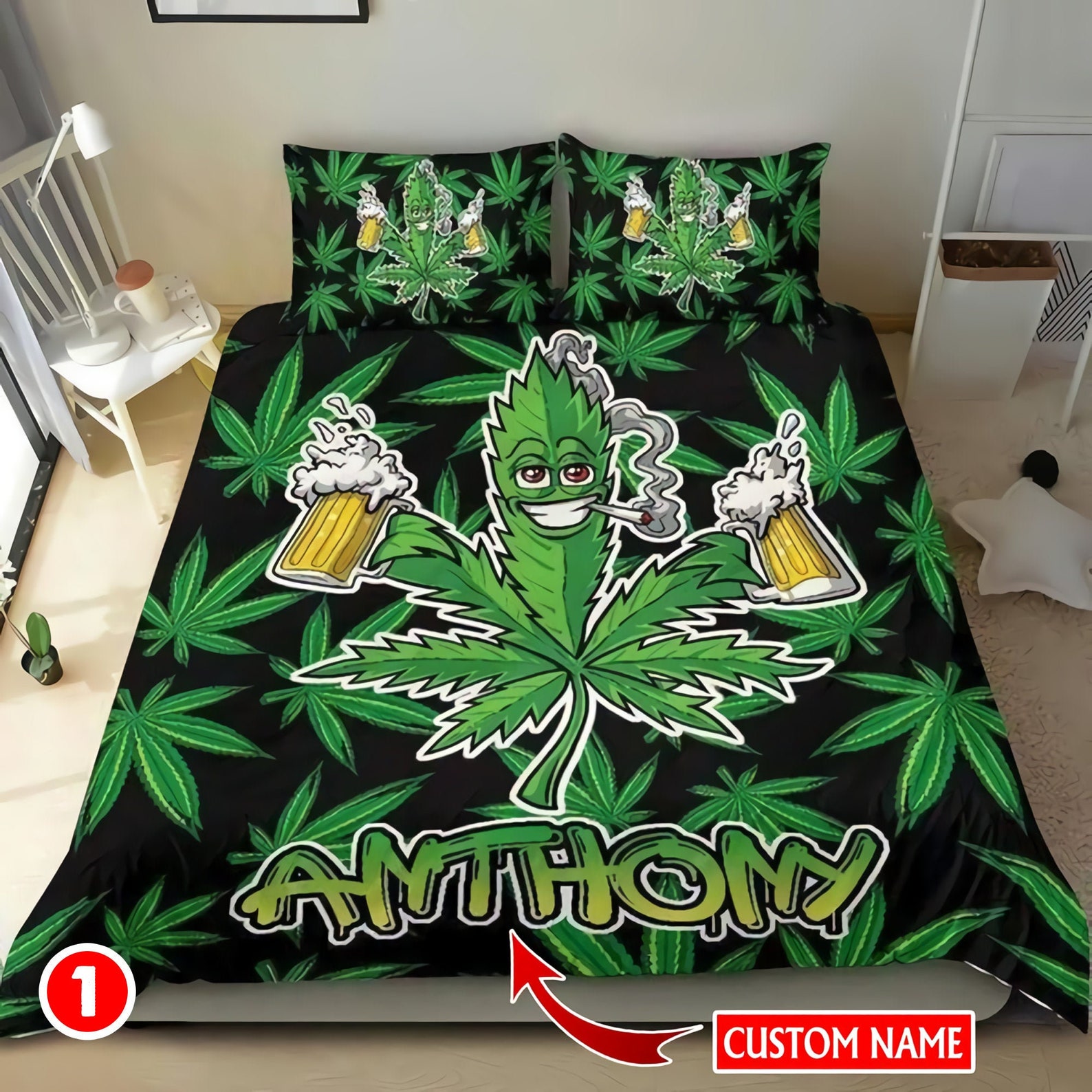 Personalized Cannabis Weed Pot Bedding Set Weed Bedding Set Etsy