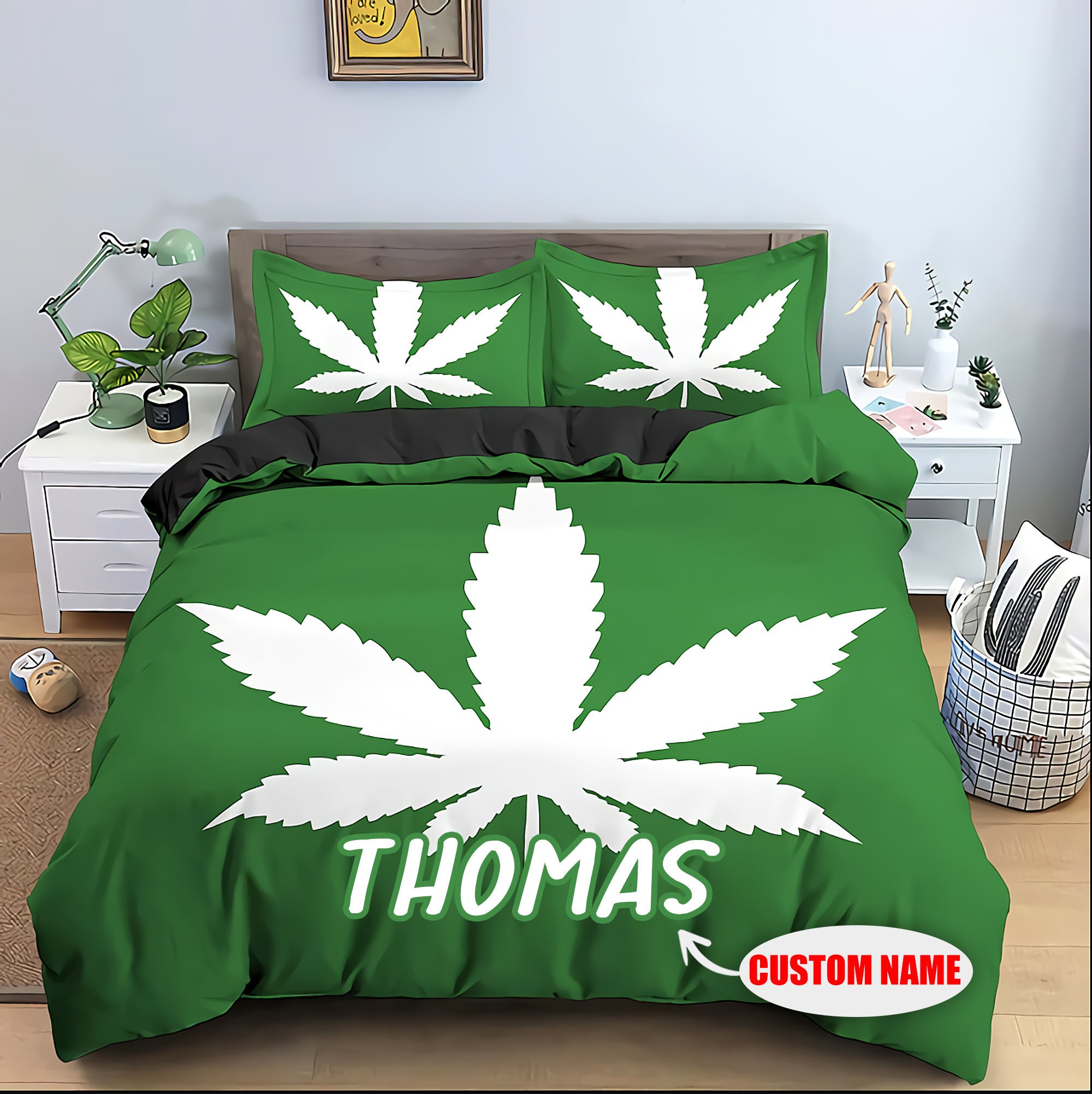 Cannabis Bedding Sets Weed Bedding Set Cannabis Custom Etsy