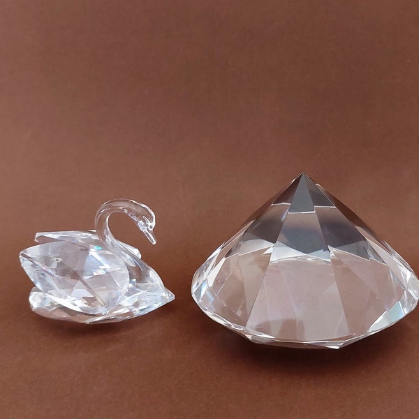 Kristallen zwaan van Swarovski met kristallen presse paper